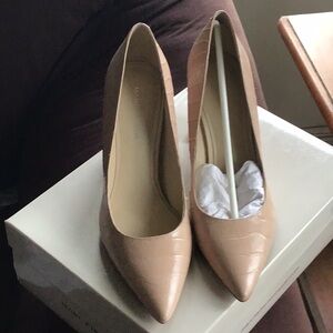 Marc fisher pink tan leather vividness shoes block heel size 7.5 new in box